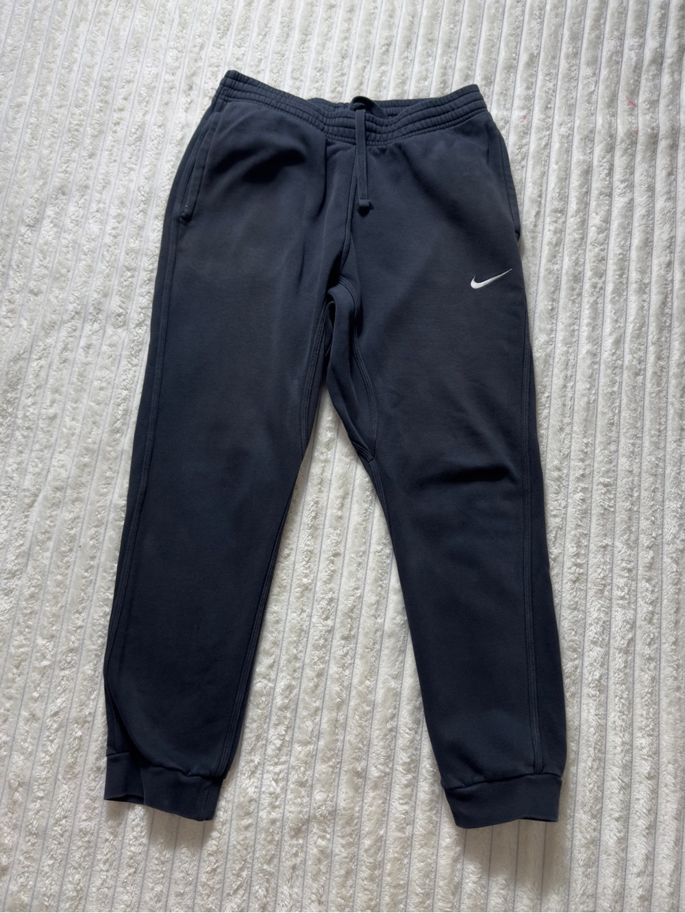 Nike Men's Black Fleece Jogger Pants Drawstring Elastic Waist Size M 30x28